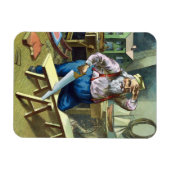 サンタクロース建物おもちゃ見たヴィンテージクリスマス マグネット (横)