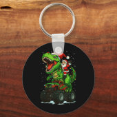 サンタクロース恐竜トレックスモンスタートラックメリークリスマス キーホルダー (正面)