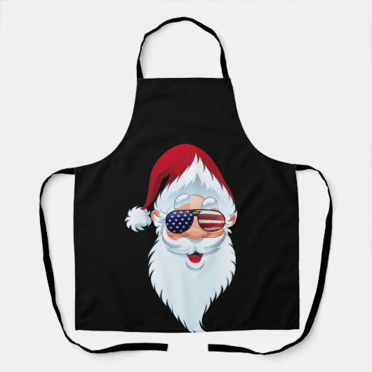 サンタクロース愛国的USAサングラスクリスマス エプロン (正面)