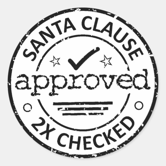 サンタクロース承認済み2 xチェック済みクリスマス ラウンドシール (正面)