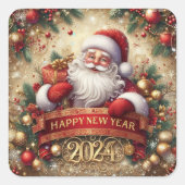 サンタクロース新年おめでとう スクエアシール (正面)