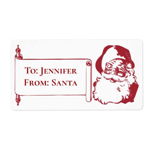 サンタクロース旧ヴィンテージファッションドクリスマス ラベル (正面)