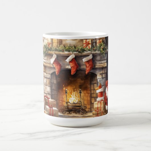サンタクロース暖炉レッドストッキング暖炉 コーヒーマグカップ (中央)