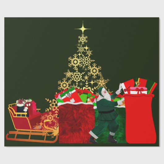 サンタクロース来はタウンラッピング紙 ラッピングペーパー (フラット)