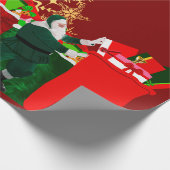 サンタクロース来はタウンレッドラッピング紙へ ラッピングペーパー (角)