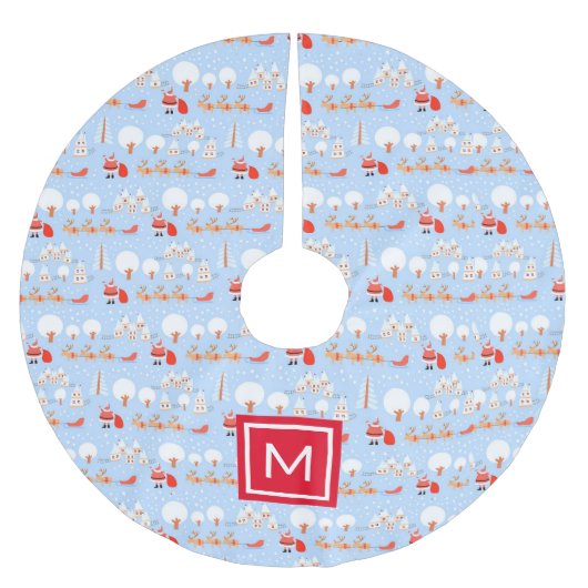 サンタクロース来はトナカイ・モノグラムと一緒だ ブラッシュドポリエステルツリースカート (正面)