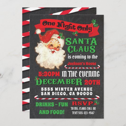 サンタクロース来は町のクリスマスパーティーだ 招待状 (正面/裏面)