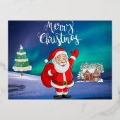 サンタクロース来は町クリスマスのはがき 箔シーズンポストカード (正面)