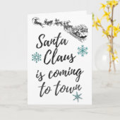 サンタクロース来は町、休日、クリスマスに行く カード (黄色い花)