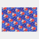 サンタクロース来は3つのデザインに巨大なバッグを持っている ラッピングペーパーシート (正面3)