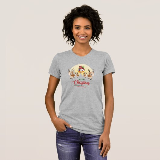サンタクロース来は |女性用スリムフィット Tシャツ (正面フル)