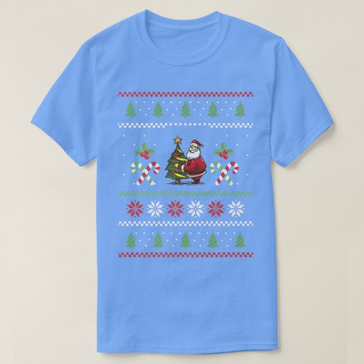 サンタクロース松の木醜いクリスマス、サンタクロース Tシャツ (デザイン正面)