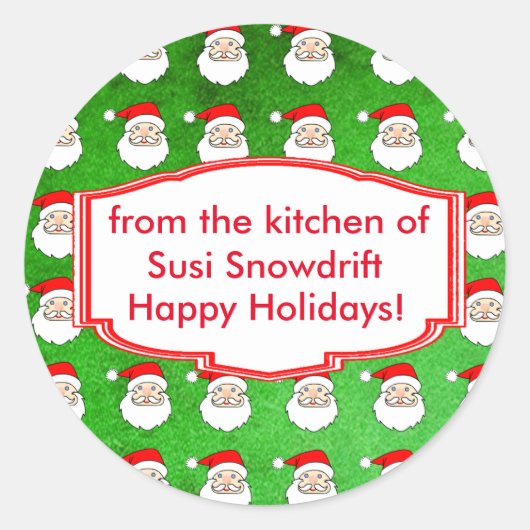サンタクロース柄カスタマイズ可能なホリデースタンプ ラウンドシール (正面)