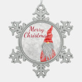 サンタクロース格言オンスノーウィーフィールド スノーフレークピューターオーナメント (正面)