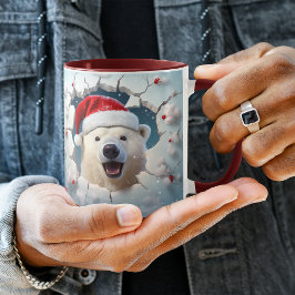 サンタクロース極熊の雪壁 マグカップ