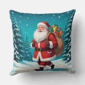 サンタクロース歩く雪の冬に楽しく クッション (裏面)