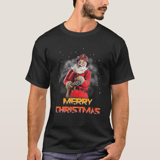 サンタクロース消防士クリスマスコスチューム Tシャツ (正面)