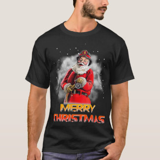 サンタクロース消防士クリスマス Tシャツ