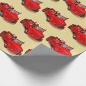 サンタクロース消防士ヴィンテージ消防車 ラッピングペーパー (角)