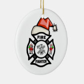 サンタクロース消防士 セラミックオーナメント (右)