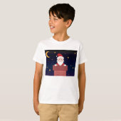 サンタクロース漫画スマイルギフト下の煙突 Tシャツ (正面フル)