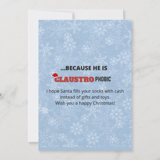 サンタクロース煙突の雪のおもしろい結晶のジョークブルー (裏面)