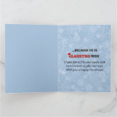 サンタクロース煙突の雪のおもしろい結晶のジョークブルー カード (内部)
