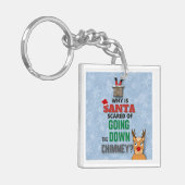 サンタクロース煙突の雪のおもしろい結晶のジョークブルー キーホルダー (正面左)