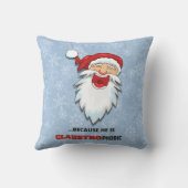 サンタクロース煙突の雪のおもしろい結晶のジョークブルー クッション (裏面)