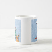 サンタクロース煙突の雪のおもしろい結晶のジョークブルー コーヒーマグカップ (中央)