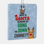 サンタクロース煙突の雪のおもしろい結晶のジョークブルー セラミックオーナメント (右)