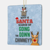 サンタクロース煙突の雪のおもしろい結晶のジョークブルー セラミックオーナメント (左)