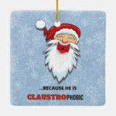 サンタクロース煙突の雪のおもしろい結晶のジョークブルー セラミックオーナメント (裏面)