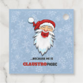 サンタクロース煙突の雪のおもしろい結晶のジョークブルー フェイバータグ (裏面)