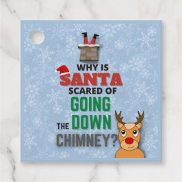 サンタクロース煙突の雪のおもしろい結晶のジョークブルー フェイバータグ