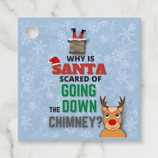 サンタクロース煙突の雪のおもしろい結晶のジョークブルー フェイバータグ (正面)