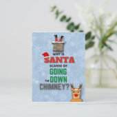 サンタクロース煙突の雪のおもしろい結晶のジョークブルー ポストカード (スタンド正面)