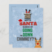 サンタクロース煙突の雪のおもしろい結晶のジョークブルー ポストカード (正面/裏面)