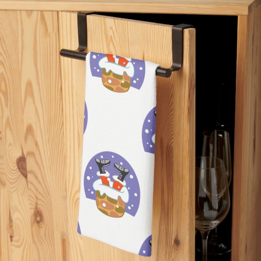 サンタクロース煙突，雪，クリスマス，新年 キッチンタオル (三つ折り)