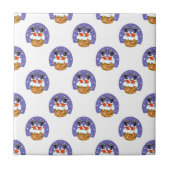 サンタクロース煙突，雪，クリスマス，新年 タイル (正面)