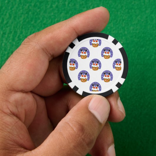 サンタクロース煙突，雪，クリスマス，新年 ポーカーチップ (手)