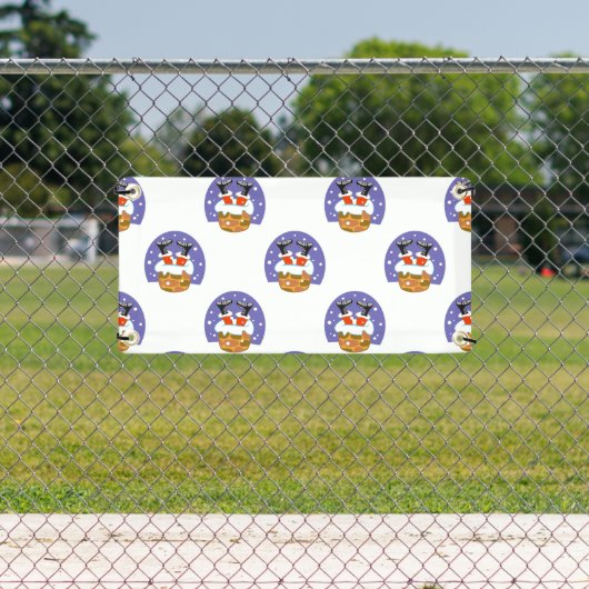 サンタクロース煙突，雪，クリスマス，新年 横断幕 (インサイチュ)