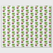 サンタクロース熱帯クリスマスパームツリー ラッピングペーパー (フラット)