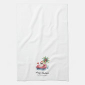 サンタクロース熱帯ビーチクリスマス キッチンタオル (縦)