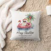 サンタクロース熱帯ビーチクリスマス クッション (ブランケット)