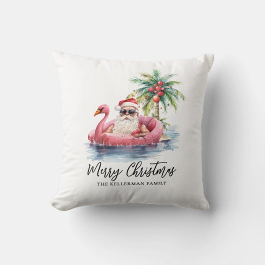 サンタクロース熱帯ビーチクリスマス クッション (正面)