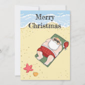 サンタクロース熱帯ビーチメリークリスマス シーズンカード (正面)