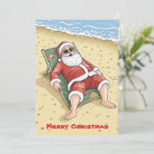 サンタクロース熱帯ビーチメリークリスマス シーズンカード (スタンド正面)