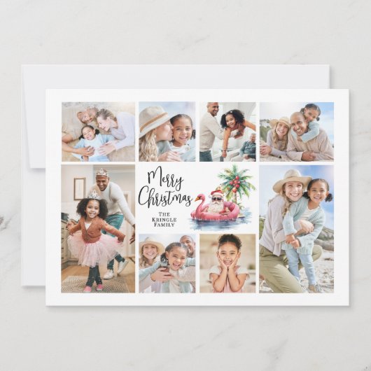 サンタクロース熱帯写真ビーチクリスマス シーズンカード (正面)