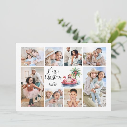 サンタクロース熱帯写真ビーチクリスマス シーズンカード (スタンド正面)